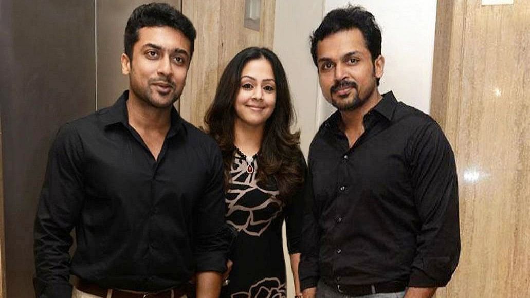 <div class="paragraphs"><p>Suriya, Jyothika and Karthi.</p></div>